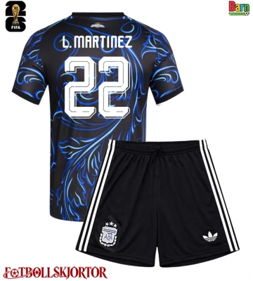Argentina Lautaro Martinez #22 Borta Kläder Barn VM 2026 Kortärmad (+ Korta byxor)